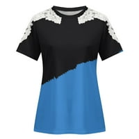 Hanas vrhovi ženske čipke majice kratkih rukava, prugaste i gradijentne majice u boji, okrugli vrat