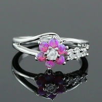 Huachen Vintage Exquisite Dame Ring Pink Bijeli Opal cirkon prsten bakreni prsten plavi 5