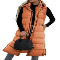 Zimska modna ženska jakna bez rukava ženke topli čvrsti dugi dugi prsluk
