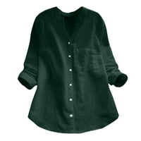 Ženske majice Pamuk Dugi rukav Ležerni gumb Down Bluze s bluzem od pune boje majice