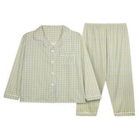 Glookwis Dame Sleepwear Trup Baggy noćna odjeća s dugim rukavima Kućna odjeća Pajamas Postavlja dugme