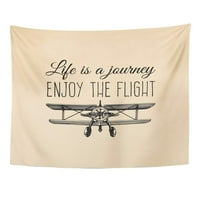 Život je putovanje u letu motivacijski citat Vintage Retro avionski avion tipografski inspirativni zidni