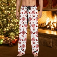Yubnlvae muški božićni muški casual pantalone pidžama hlače sa crtežom i džepovima