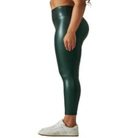 Seksi plesne žene PU Pant Solid Boja FAU kožne hlače Tanke gamase visokog struka seksi strijele zelene