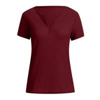 Ženski vrhovi Ženska modna čvrsta boja V-izrez Casual majica kratkih rukava Top