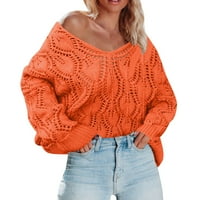 Pulover džemperi za žene zimske jeseni solid v vrat casual vrhovi pleteni džemper