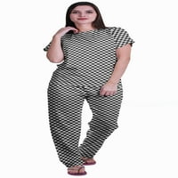 Moomaya ženski tiskani tee i pidžama set PJS, kratki rukav noćni odjeća noćna odjeća Loungewebr S-XXL
