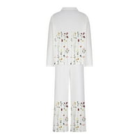Huachen ženski modni casual dugih rukava za cvijeće Top elastični pantalona za struk dvodijelni odijelo