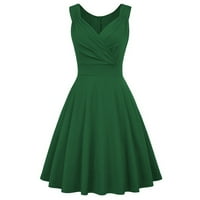 Haljine za čišćenje za žene Ljeto Vintage kratki rukav Sharn Swit Sukts Haljina Green S