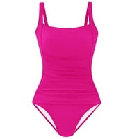 Huachen Fashion Women Sexy Backlex Solid Boja Slim One kupaći kostim, Hot Pink XXL