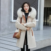 Ženske zimske kaputa naduvana jakna Žene Žene zimske trendi alata s dugim tamnim kapuljačnim jaknom