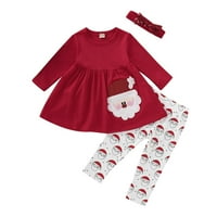 Rovga Toddler Djevojke odjeću Djevojke za djecu Božićni Xmas Crtani Santa tiskani vrhovi + hlače Trake