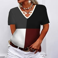 Ženski krst V-izrez iz šupljeg modnog modnog nepravilnog geometrijskog tiska Udobna majica s kratkim
