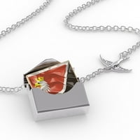 Ogrlica s bloketom Warmia i Mazury 3D zastava u srebrnoj koverti Neonblond
