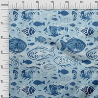 Onuoone pamuk fle plava tkanina azijska blok riba DIY odjeća prekriva tkanina tiskana tkanina širokog dvorišta