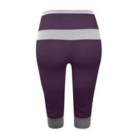 Ženske kauzalne joge Capri hlače visoke strukske vučne pantalone s džepovima, ljubičaste, xxxl