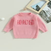 Qinghua dojenčad dječji duks džemper duks dugih rukava posada vrata pulover na vrhu pada zimske tople odjeće ružičasta 5- godina