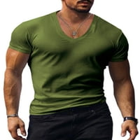 Capreze muns mišić majica Majica sa čvrstim bojama V izrez Ljetni vrhovi casual pulover kratki rukav