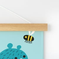 Umjetnik Ispis na platnu s magnetskim vješalicama - medvjedi fly čaj pčela Tekst oblačno nebo životinjski