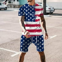 Jsaierl muške kratke odjeće casual okruglica američka američka američka zastava Ispis bluza s kratkim