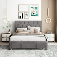 DENCATE Skladišni krevet za pohranu u punoj veličini krevet sa velikom ladicom - sivom bojom