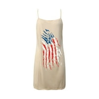 Žene Slim A-line V-izrez američke haljine za zastavu 4. jul 4. jula Štamparska zvijezda Strips Graphic