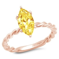2.0ct Marquise Cut Yellow Simulirani dijamant 14K ružičasti ružičasti zlato graviranje Izjava godišnjica Angažovanost vjenčanja SOLITAIRE prsten veličine 8.5