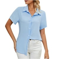 Scyoekwg casual vrhovi za ženske klirence bluze s kratkim rukavima plus veličina casual solid boja rezervat