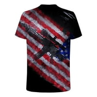 Jsaierl 4. srpnja Košulje za muškarce Patriotska američka zastava Grafičke tenice Cool Crewneck Top