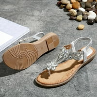 Wozhidaose Womens Sandale srebrne pete Bohemia ljetni blagi cvjetni sandale cipele za plažu Flip flops