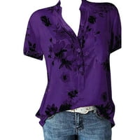 Majice za žene Grafički ispisi Jednostavna majica s kratkom rukavom Plus veličina Top bluza Pocket bluza