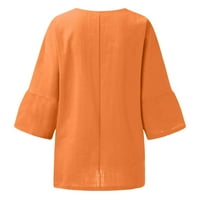 Scyoekwg ženska linija Tunic The The Trendy Classic Solid Colore Loove FIT Bluze Okrugli vrat Ležerne