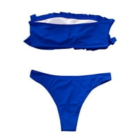 MLQIDK Ženska dva kupaća kupaća ruffle bandeau bikini set je osmjehnula od kupaćih kupaćih kupaca sa dnom