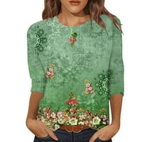 Modni ženski rukav na vrhu majica casual vintage okrugli vrat cvjetni tiskani pamuk Basic Majica Labavi