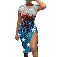 Dqueduo 4. jula odijelo za žene Boho Plus veličine Dan nezavisnosti seksi haljine obrezane kuglične