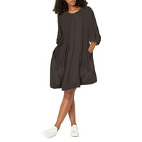 Ljetne haljine za žene rukav tiskani modni modni kratki a-linijski okrugli izrez Dress Coffee 4xl