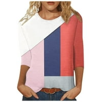 Žene dužine vrhova Slatka kolorblock Print TEE majica Novelty Graphic Crewneck Lightweigt pulover bluze