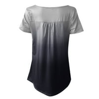 Ženske košulje Women plus veličina gradijent V-izrez kratkih kratkih majica dugme pulover tenkovi crne