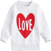 Dječja novorođena dječja dječaka Valentines Dan outfit Love Heart Duweatshirt Pulover Top bluza Jesen