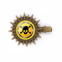 Logo Žuta pozadina smrtonosna supstanca za glavu za glavu za sunčanje retro metala PIN