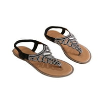 Daeful ženske casual cipele ljetne ravne sandalne plaže Thong sandale hodajući rhinestone neklizajući