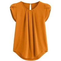 Bazyrey ženske vrhove Dressy casual solid chemise ženski okrugli vrat kratkih rukava narančasta 2xl