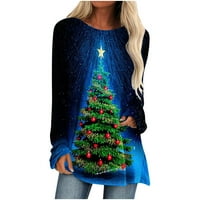 Patlollav ženske majice s dugim rukavima Christmas Crewneck pulover Tunički vrhovi