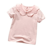 Rovga majica za djevojke Djevojke Ljeto majica Mali svježi kratki rukav skretanje posade Crw COLL COLOR
