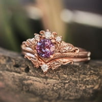 George Rose Gold Pink Crystal Angažman prsten osjetljiv dizajn Diamond Modni prsten Light Luksuzni prsten visokog kvaliteta