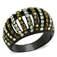 Luxe nakit dizajnira ženski crni IP nehrđajući čelični čelični čelični prsten sa više boja kristali - veličine