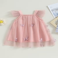 Bagilaanoe Toddler Baby Girl Tulle haljina 3D cvijet leptir muta rukav A-line princeze haljine 2t 3t