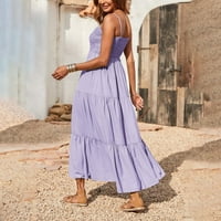 Haljine za žene bez rukava od pune casual maxi sunčeve haljine s letnje haljine Purple XL