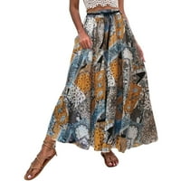 Vintage suknja za žene Žene Ljeto dvostruka tkanina Elastična visoka struka Boho Maxi suknja Ležerne