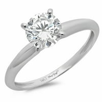 CT sjajan okrugli rez prozirni simulirani dijamant 18k bijeli zlatni solitaire prsten sz 5.75